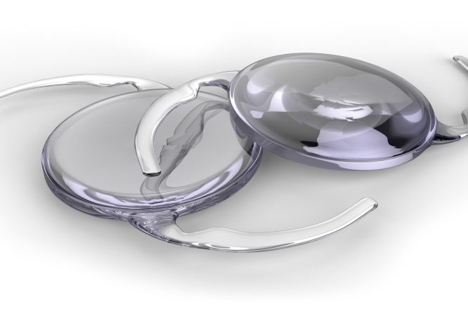 Intraocular lens implant isolated on white